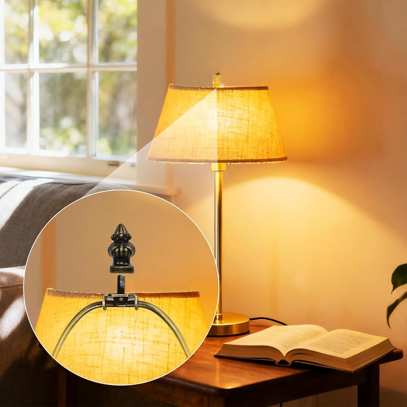 Dirvcp Vintage Lampshade Decoration Brass Lamp Cover Knob with Double Threaded Screws, Suitable for 3/8" and 1/4-27 inches (2 Pack) - Image 5